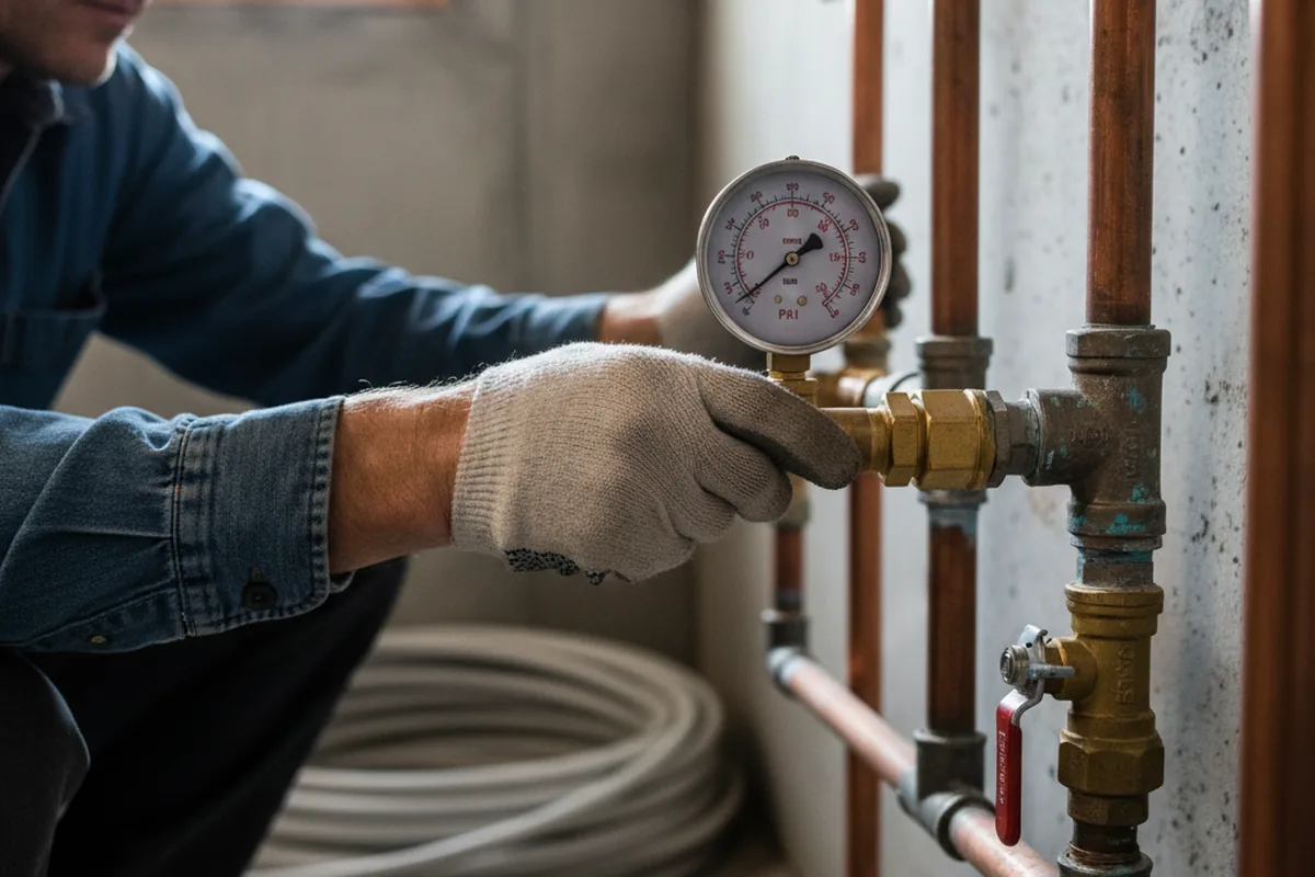 Pressure testing a repaired line during Water Line Repair in Lizton
